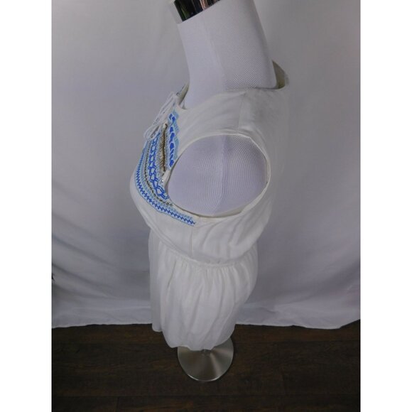 White Sleeveless Boho Dress Tassels Embroidered Details By Fejéj Sz 2 - Picture 10 of 12